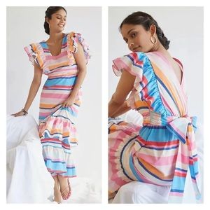 Beautiful striped ruffle maxi dress